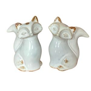 Vintage Porcelain Fox Salt and Pepper Shakers
